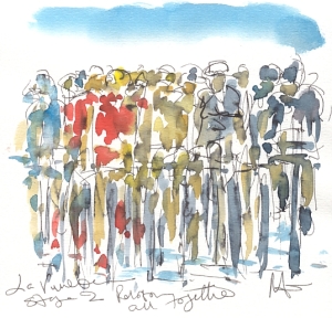 Cycling art, La Vuelta, Peloton all together, by Maxine Dodd