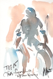 Cycling art, Tour de France, Watercolour painting TDF 2015, Chris Froome off the blocks, by Maxine Dodd