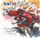 Cycling art, Tour de France, Watercolour painting Rohann Dennis, Stage 1 by Maxine Dodd,