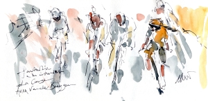 Cycling art, Tour de France, Watercolour painting, La Course, Anna van der Breggen, by Maxine Dodd
