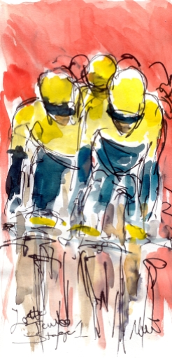 Cycling art, Lotto Jumbo, Stage 1, by Maxine Dodd