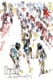 La Vuelta, Stage 21, with a big Union flag! by Maxine Dodd