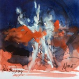 Ballet Art, Pas de deux, watercolour, pen and ink, by Maxine Dodd