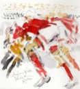 Six Nations - England vs Wales, Pushing on, watercolour and pen painting sketch by Maxine Dodd