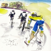 Tour de France, cycling art, Going for it by Maxine Dodd