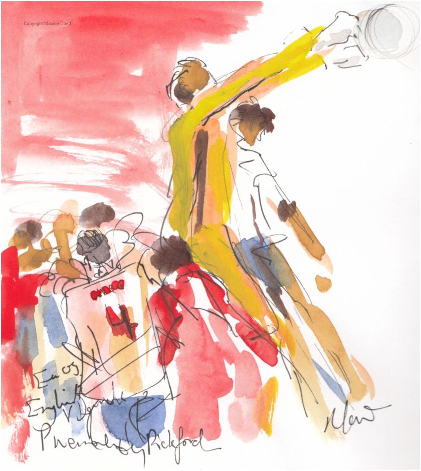 Euros 2021 - Semifinal, England v Denmark: Phenomenal Pickford Original watercolour painting Maxine Dodd